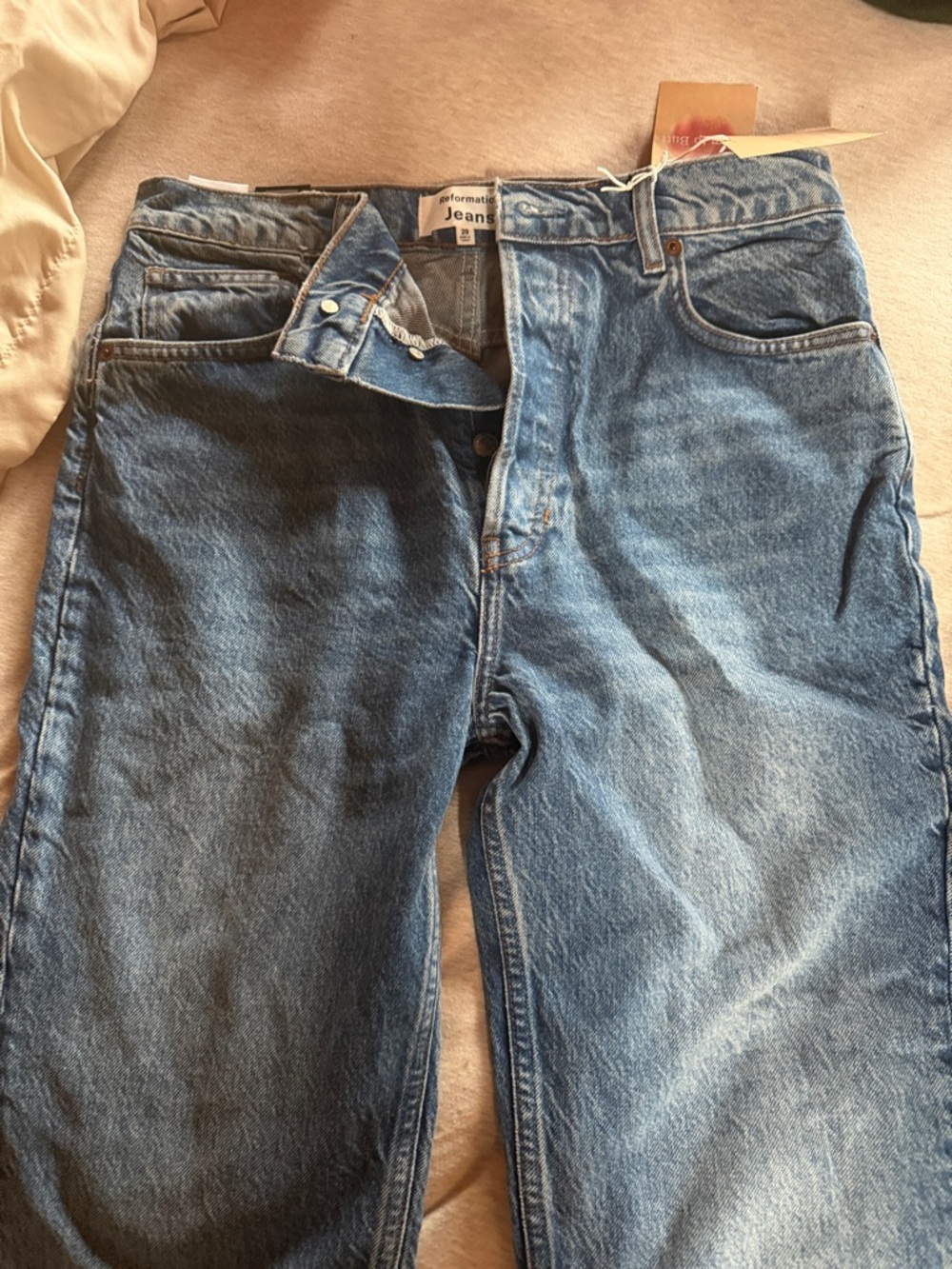 NWT Reformation Cynthia High Rise Straight Jeans Size 29 Colorado Mushroom